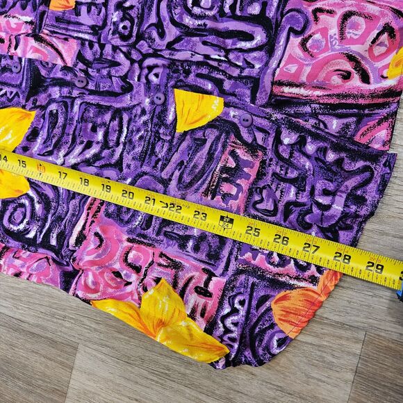 Vtg Bobbie Brooks Floral Button Up Top Womens M 12/14 Hawaiian Camp Shirt Retro - Picture 8 of 8
